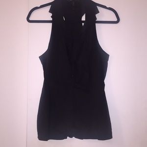 BCBG black racer back tank with knot detail